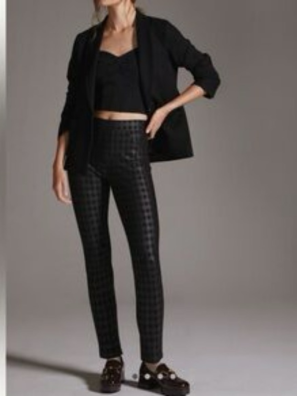 Anthropologie Sanctuary Runway Black Plaid High Ruse Trouser Leggings NWT - Picture 7 of 11